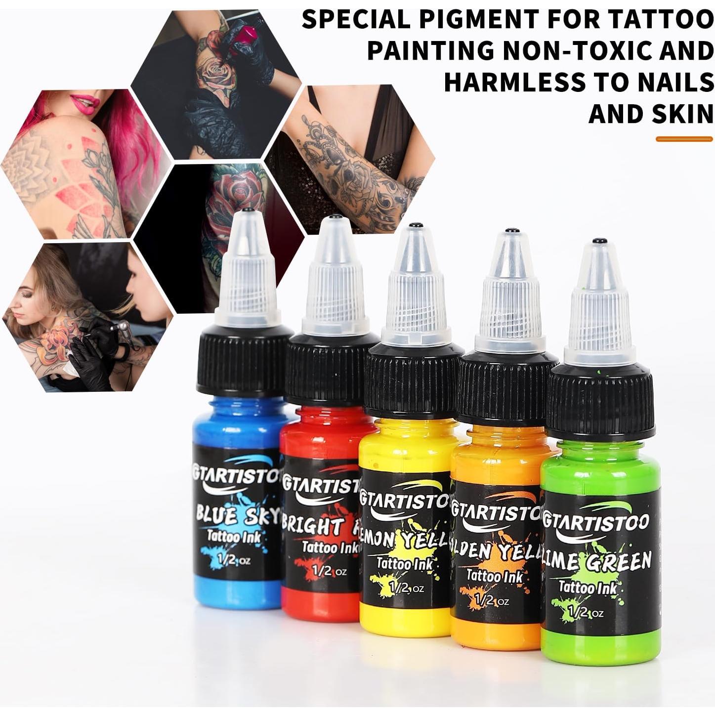 Tattoo-Ink GTARTISTOO Professional Set 1/2OZ (14 Colors, 15ml) Vegan-Friendly Pigment Tattoo-Inks Supplies