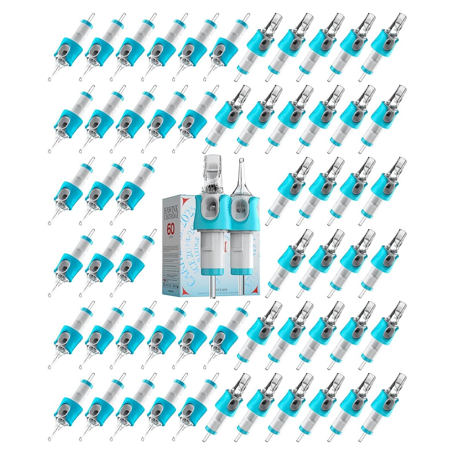 60 Agujas de Tatuaje Cartucho Hawink Mezcla #10 Bugpin 0.3mm