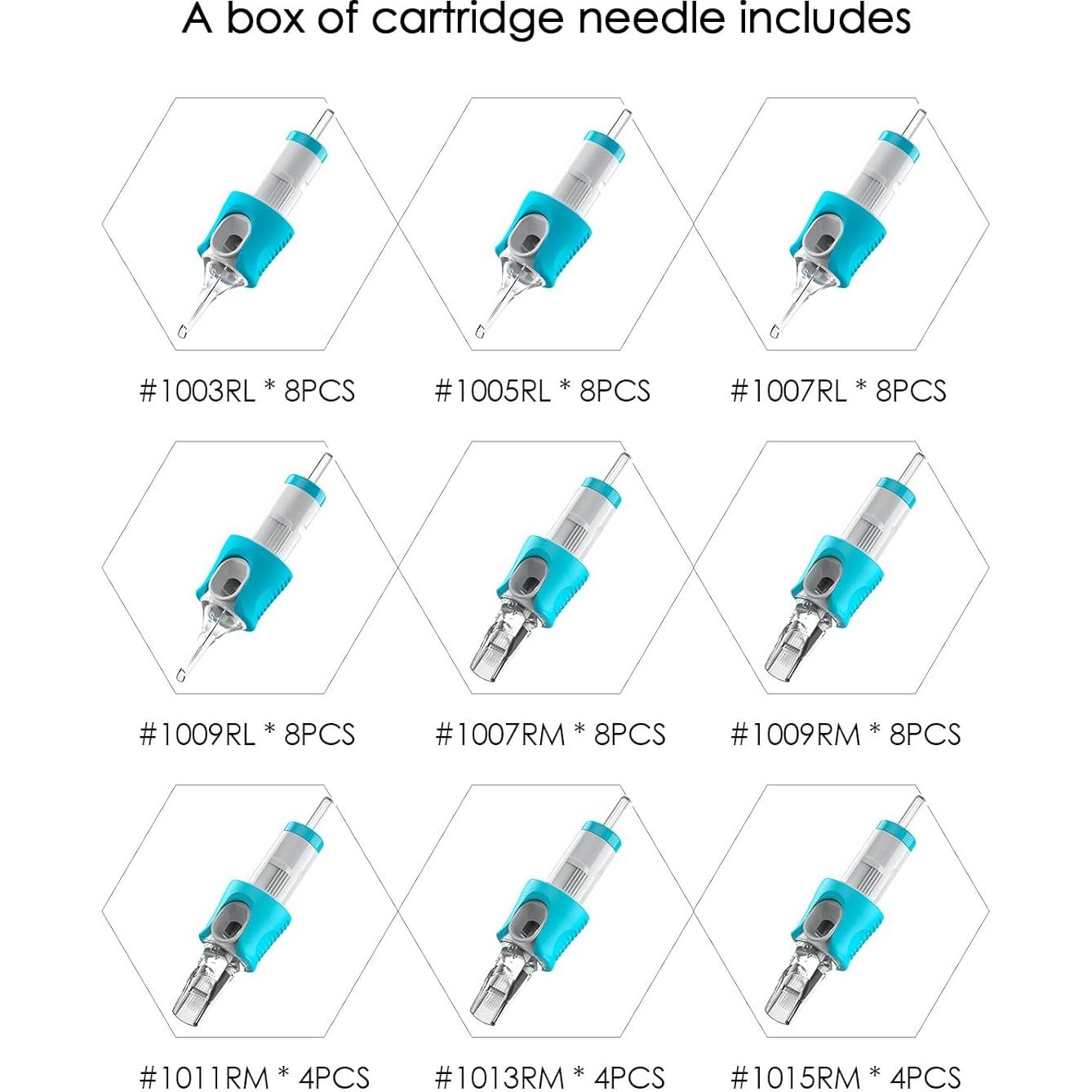 60 Agujas de Tatuaje Cartucho Hawink Mezcla #10 Bugpin 0.3mm