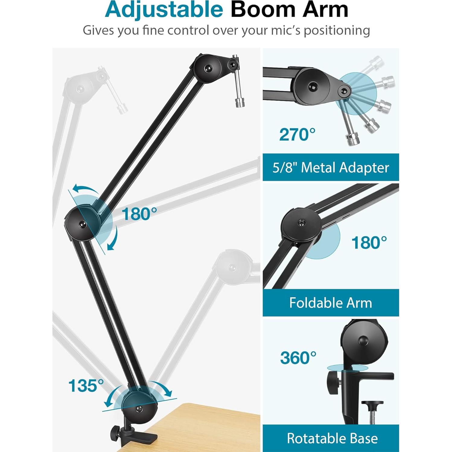 Soporte de Micrófono InnoGear Mediano con Brazo Ajustable