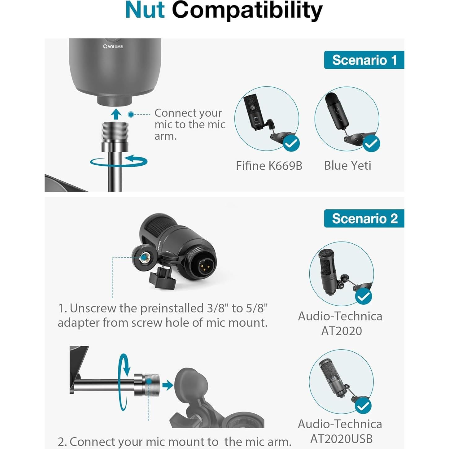Soporte de Micrófono InnoGear Mediano con Brazo Ajustable