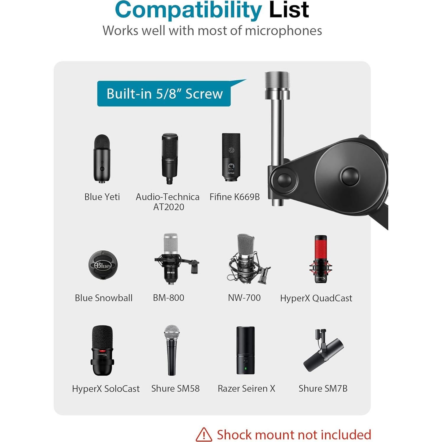 Soporte de Micrófono InnoGear Mediano con Brazo Ajustable