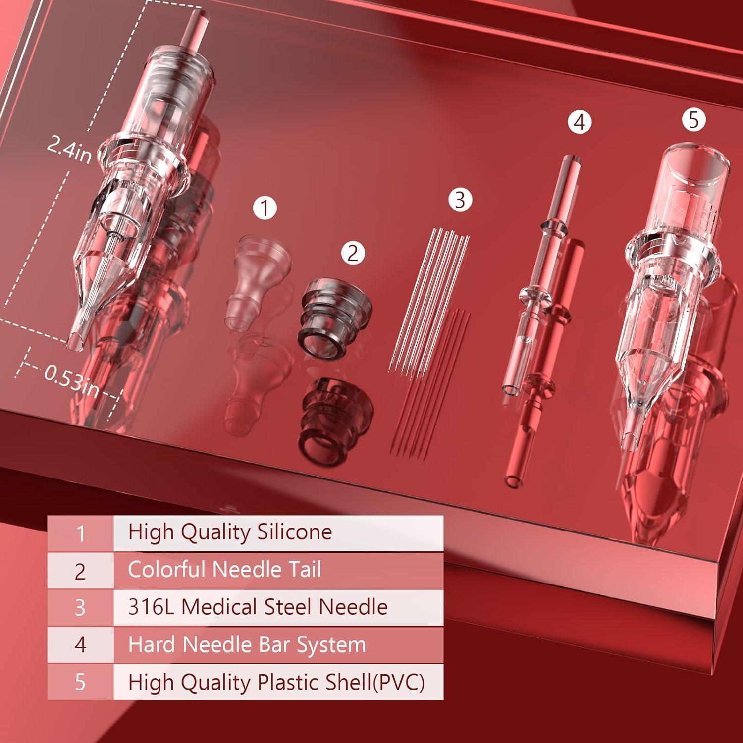 Agujas de Cartucho de Tatuaje Wormhole 50pcs Mixtas 5RL 7RL 9RL