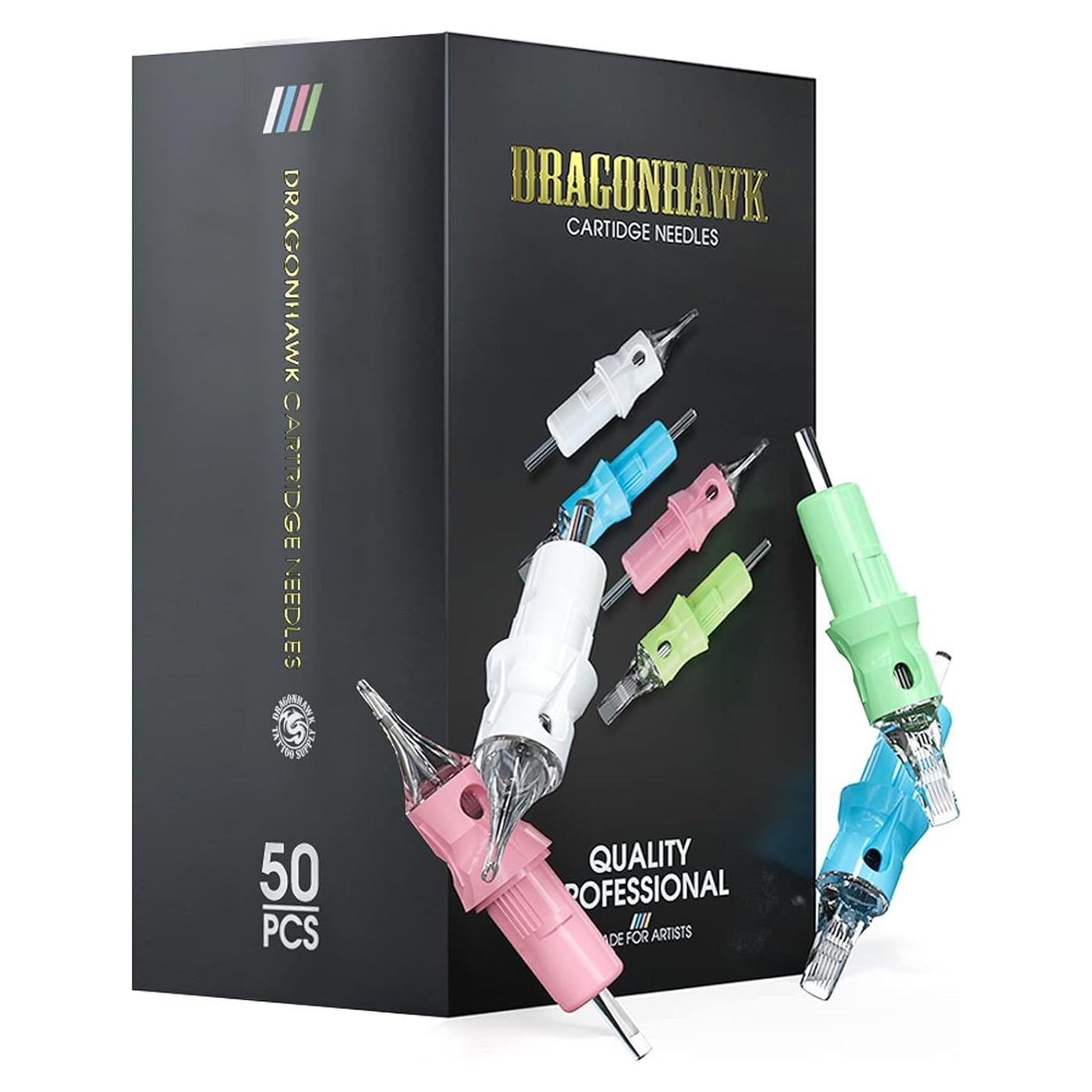 Agujas de Cartucho Dragonhawk 50 Piezas Mixtas para Tatuaje