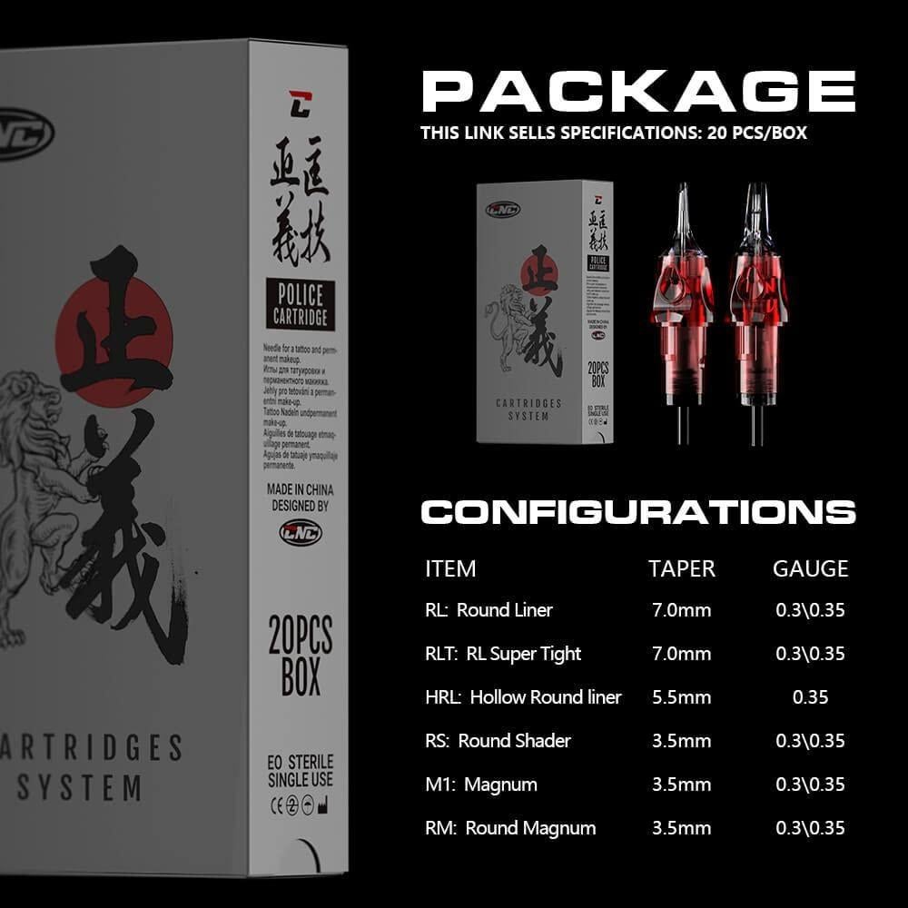 Cartucho de Agujas de Tatuaje CNC 5RL 20 Pcs Redondas con Membrana