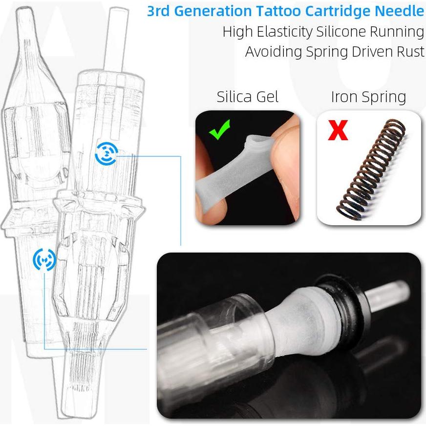 100 Agujas de Tatuaje Desechables ATOMUS 3RL 5RL 7RL 9RL