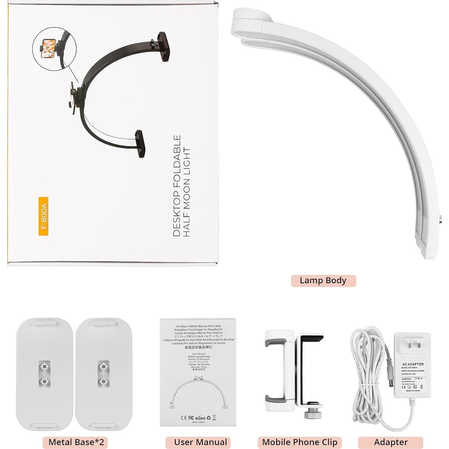 Lámpara de Escritorio Semlos F-800A Plegable para Uñas 79cm