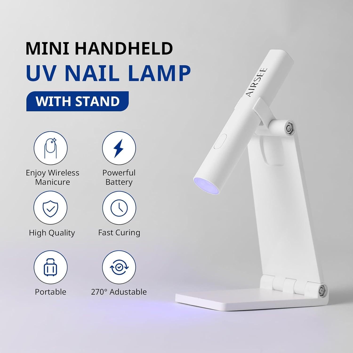 Lámpara UV Mini AIRSEE para Uñas de Gel Recargable 132g