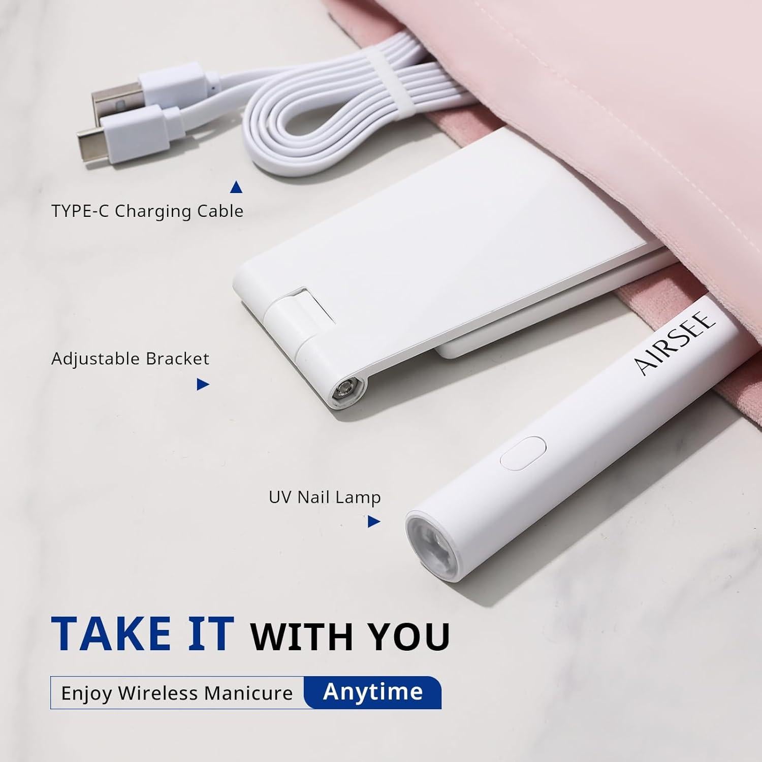 Lámpara UV Mini AIRSEE para Uñas de Gel Recargable 132g