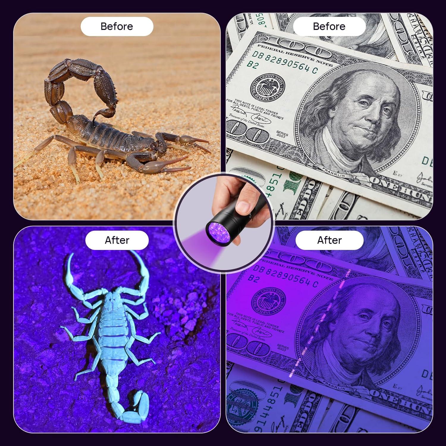 Linterna UV Consciot 12 LED 395nm Detector de Orina Mascotas