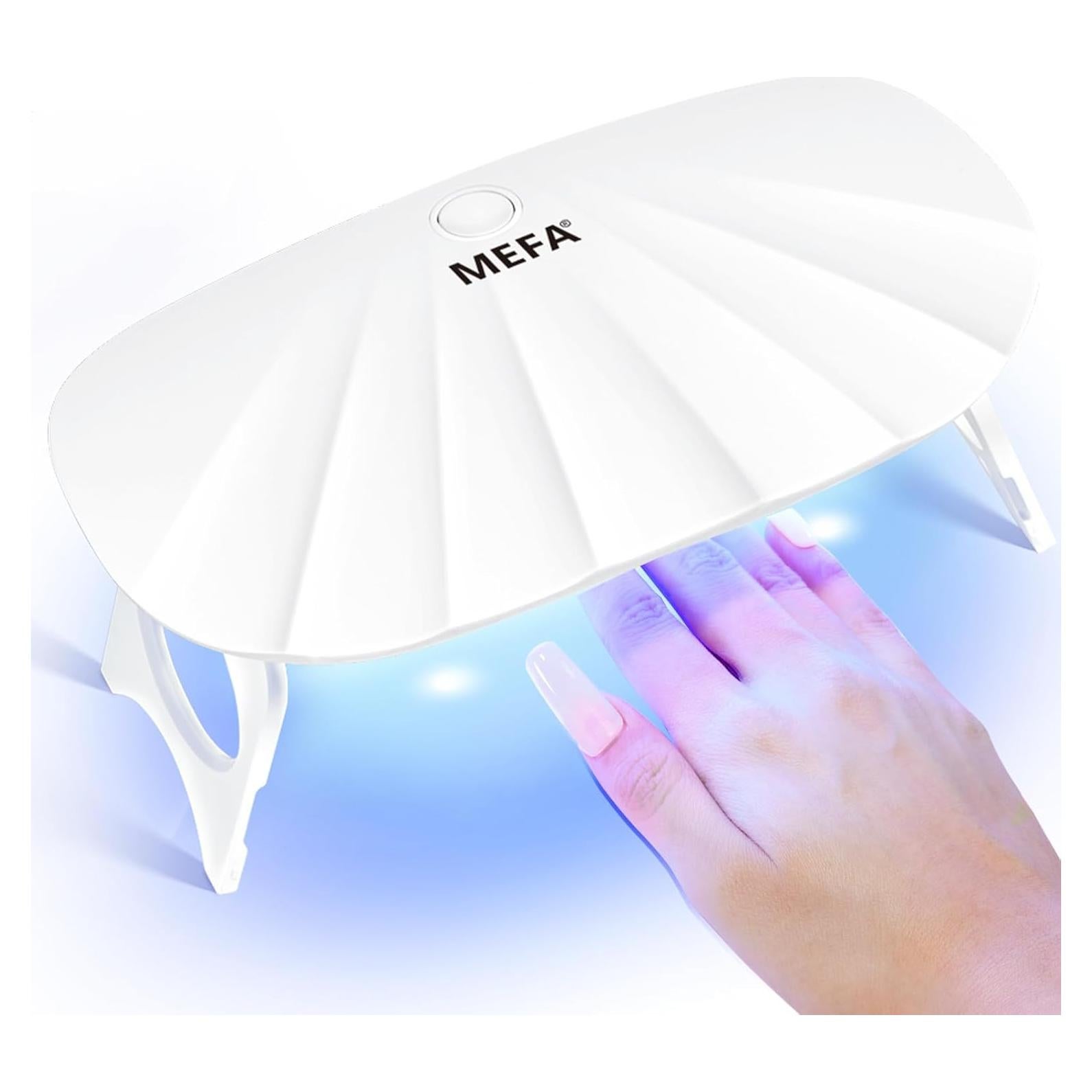 MEFA UV Light for Gel Nails, 12W Mini UV Nail Lamp with 6 Pcs Lamp Beads, 2 Times LED Nail Light, White Portable USB Nail Dryer for Travel Professional UV Light for Home Salon