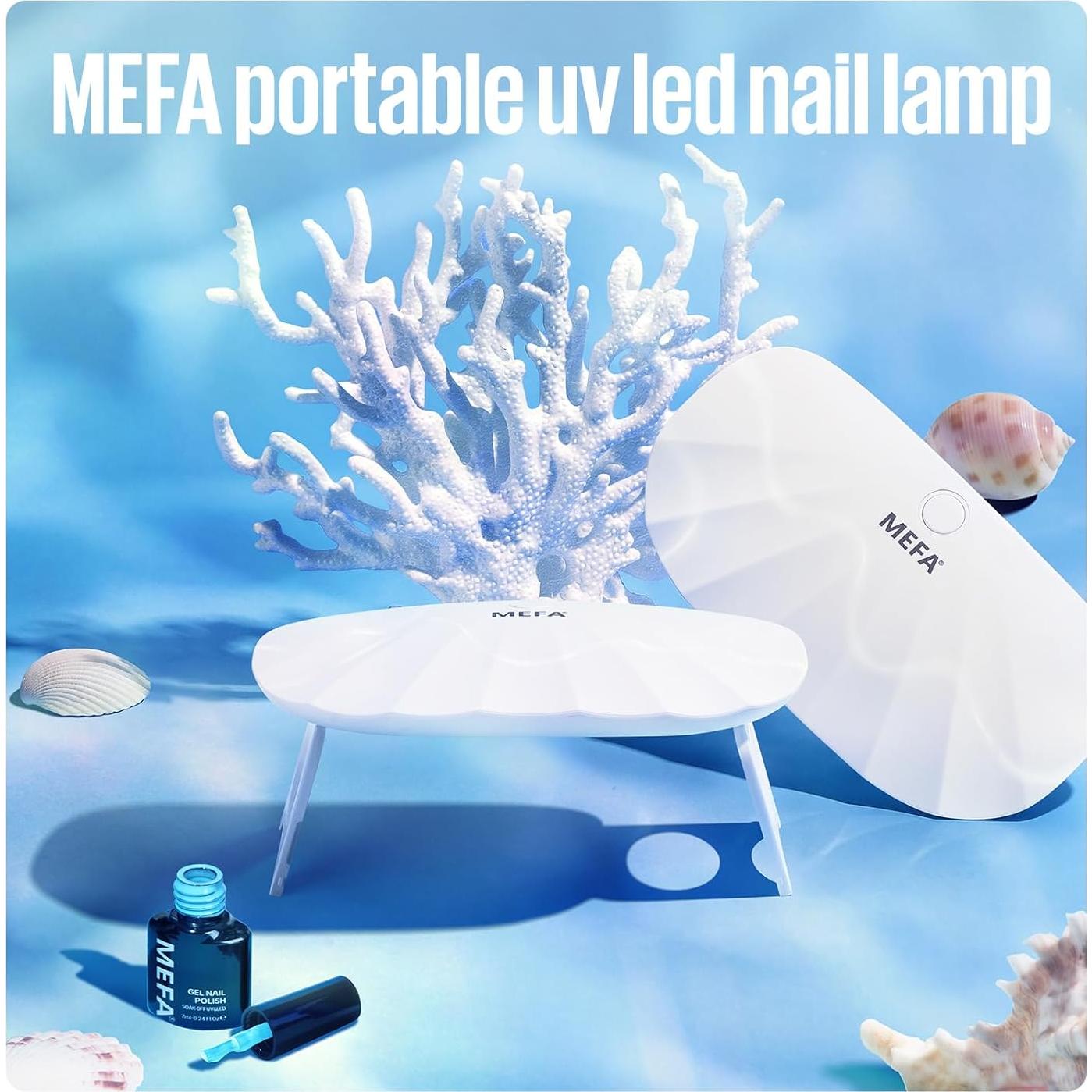MEFA UV Light for Gel Nails, 12W Mini UV Nail Lamp with 6 Pcs Lamp Beads, 2 Times LED Nail Light, White Portable USB Nail Dryer for Travel Professional UV Light for Home Salon