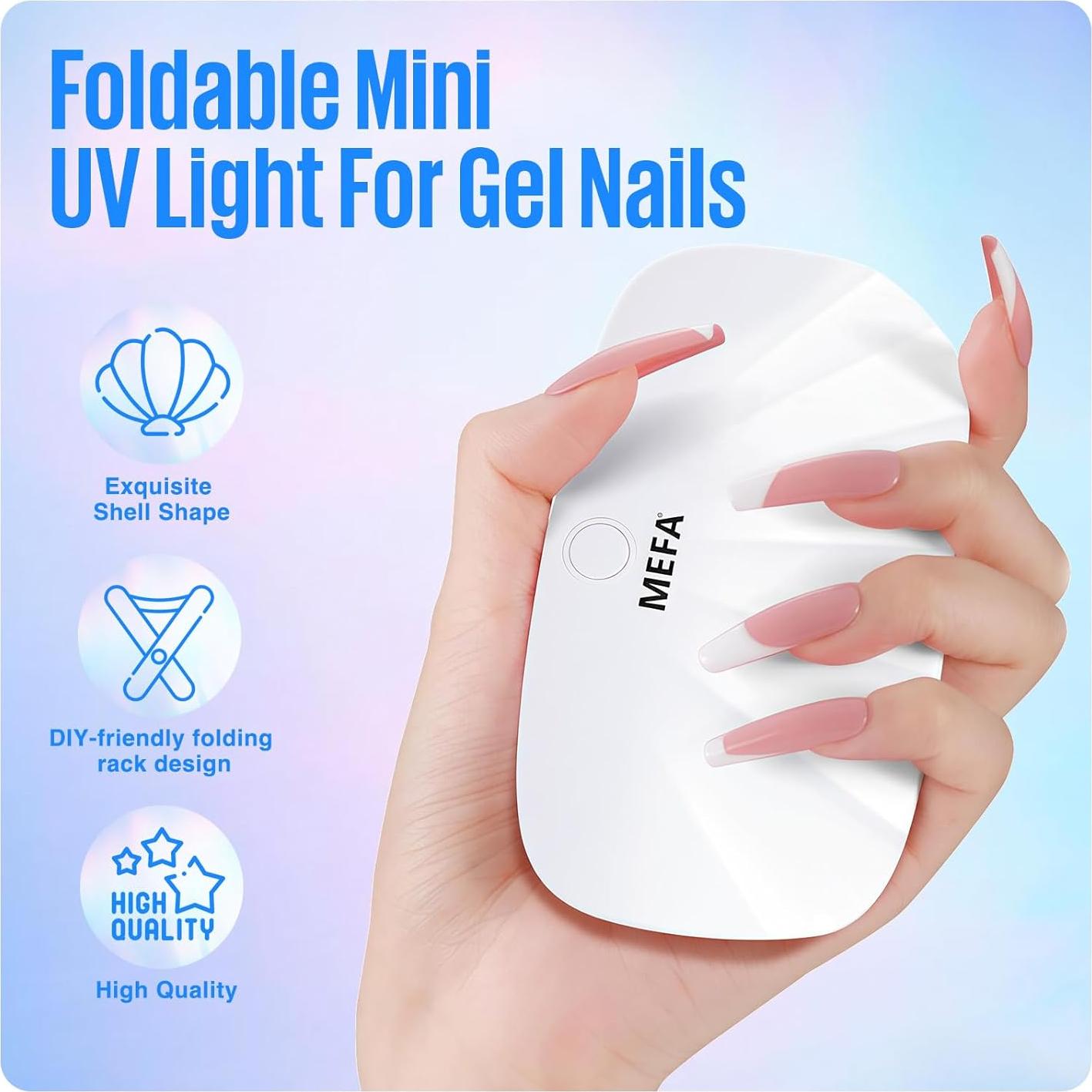 MEFA UV Light for Gel Nails, 12W Mini UV Nail Lamp with 6 Pcs Lamp Beads, 2 Times LED Nail Light, White Portable USB Nail Dryer for Travel Professional UV Light for Home Salon