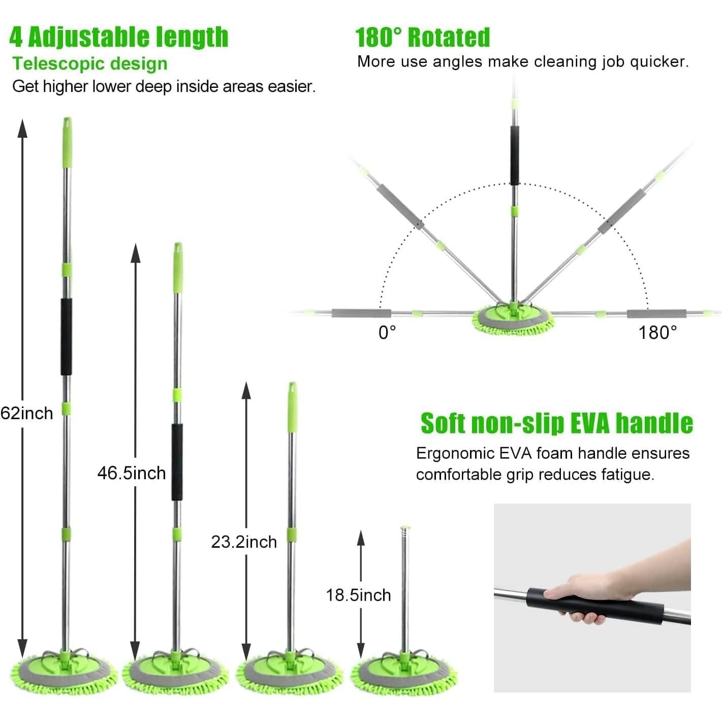 Kit de Limpieza de Autos 11PCS HITJOY con Mango Largo 157cm