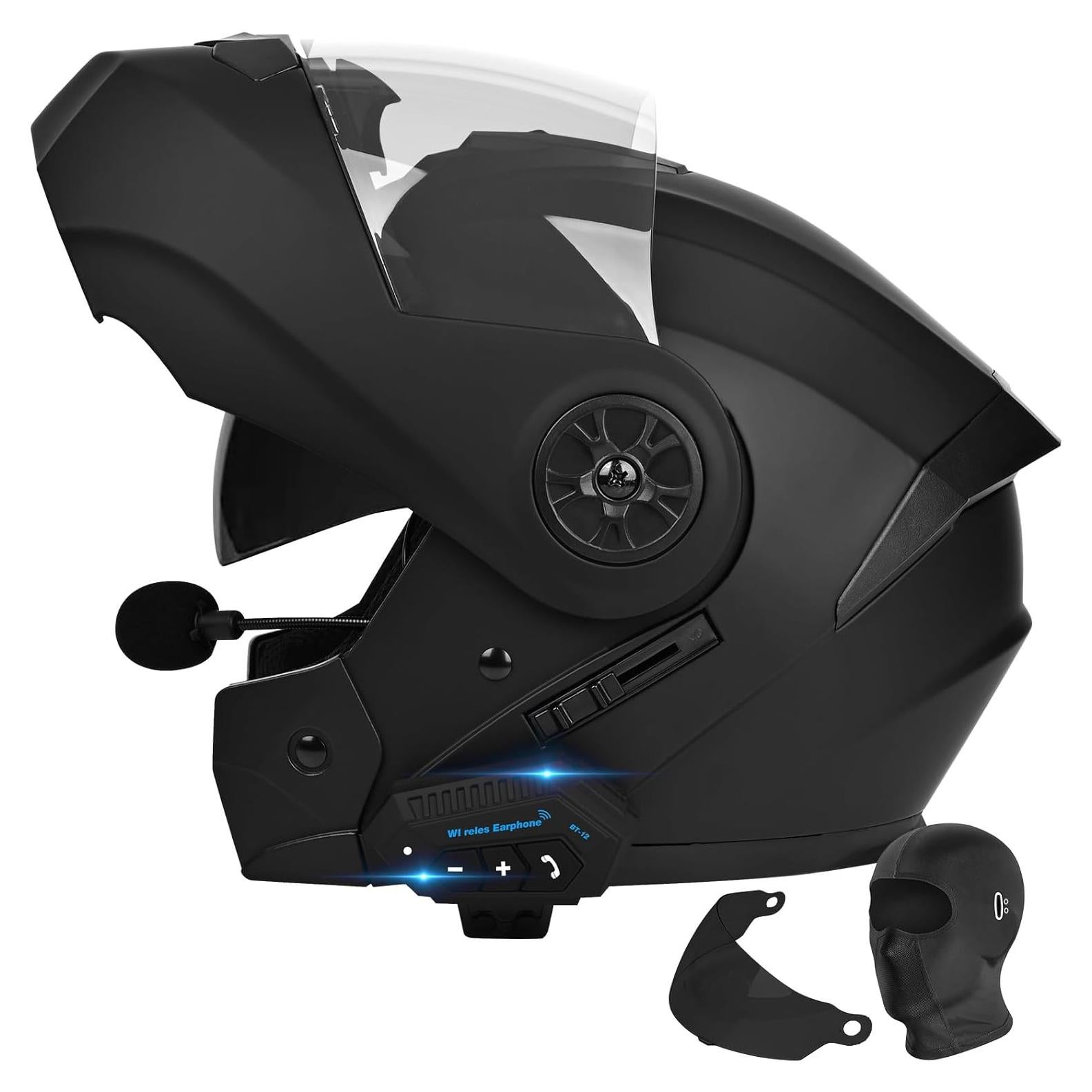 Bluetooth Modular Motorcycle Helmet DOT/ECE Approved Full Face Flip up Anti-Fog Double Visor Helmet Built-in Dual Speaker with Microphone for Adult Men and Women