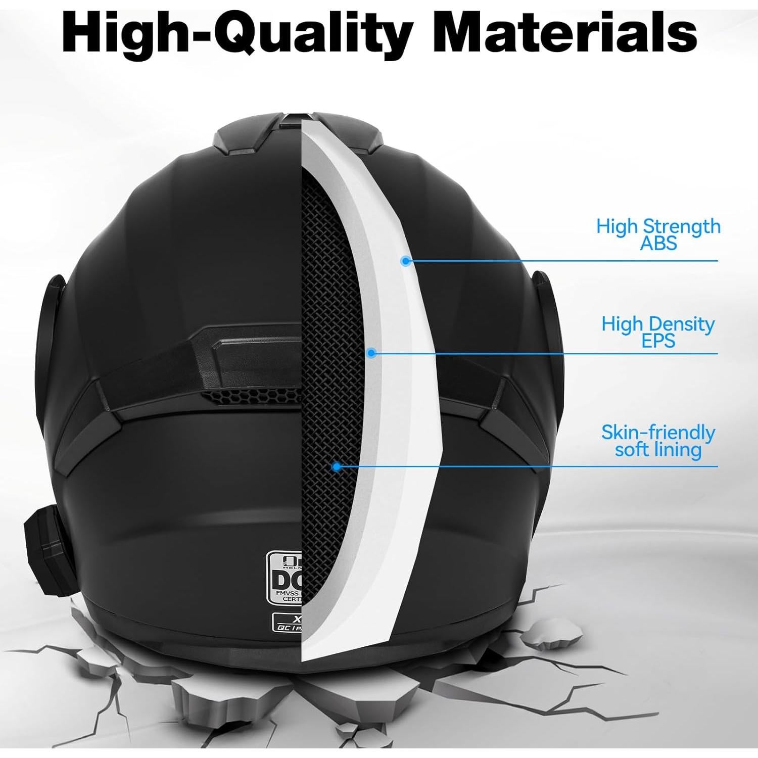 Bluetooth Modular Motorcycle Helmet DOT/ECE Approved Full Face Flip up Anti-Fog Double Visor Helmet Built-in Dual Speaker with Microphone for Adult Men and Women