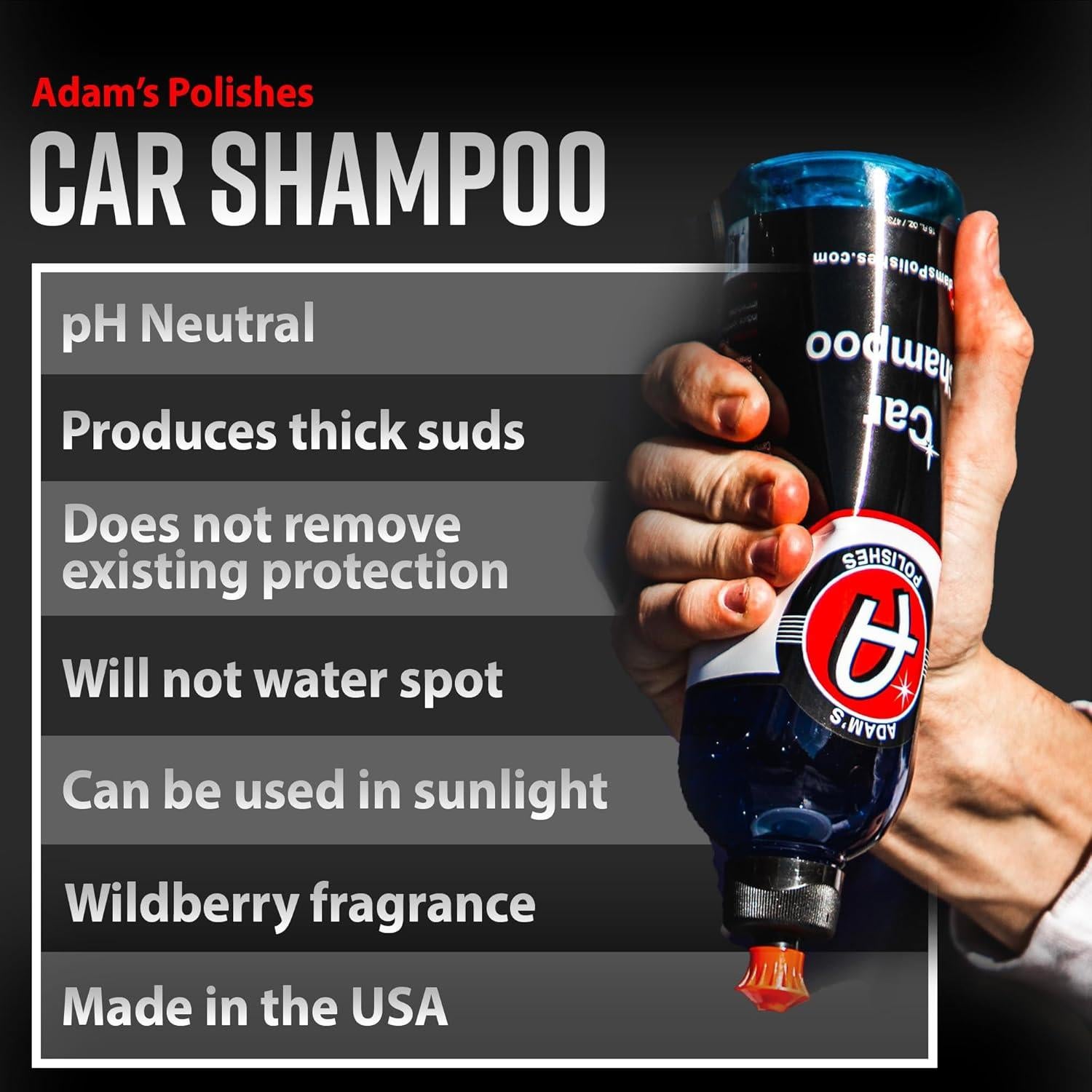 Champú para Autos Adam's 473 ml - Biodegradable y Neutro pH