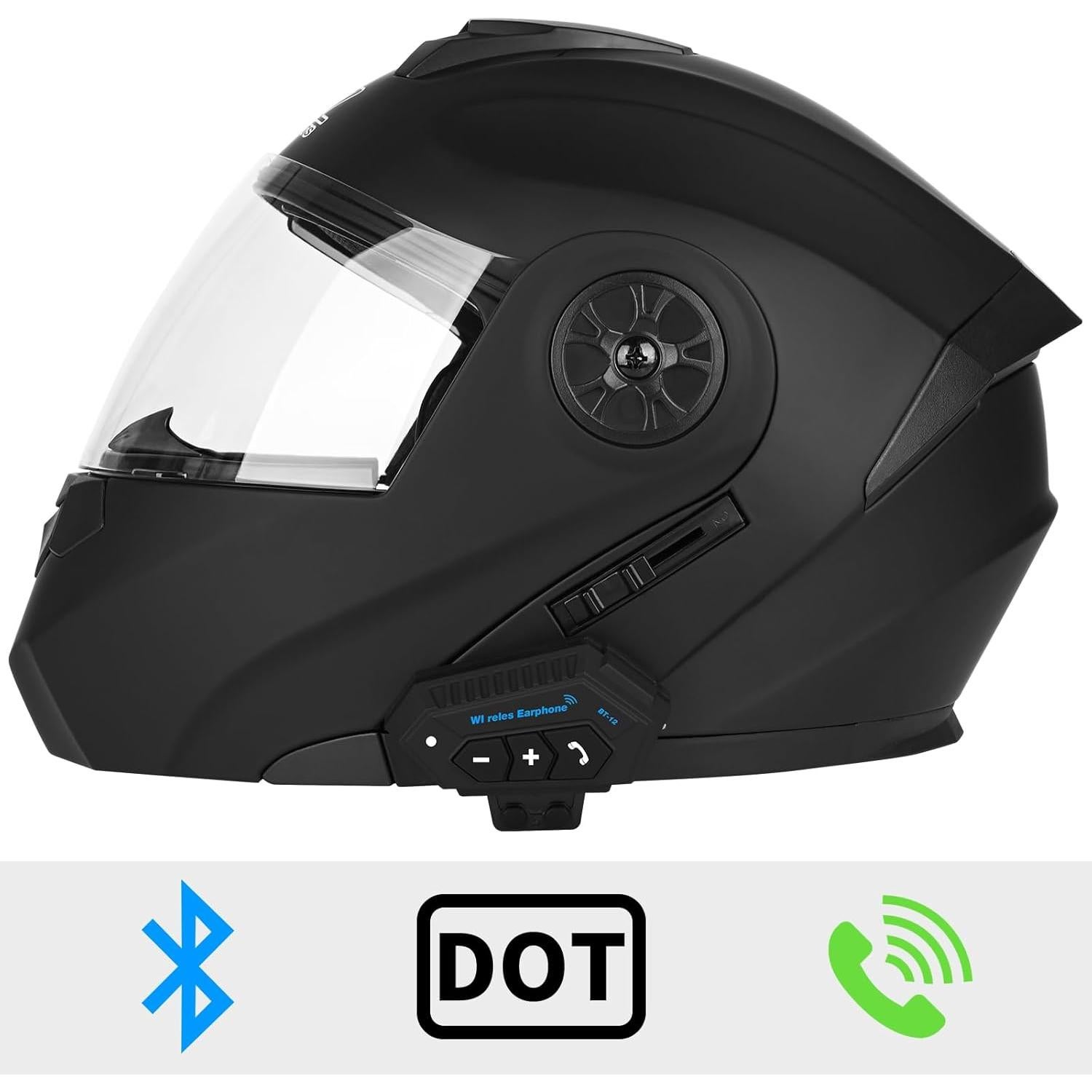 Casco Modular Bluetooth IDCOINE Negro Brillante 2.22 kg