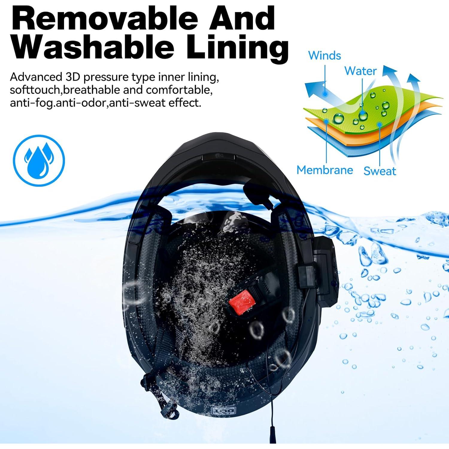 Casco Modular Bluetooth IDCOINE Negro Brillante 2.22 kg