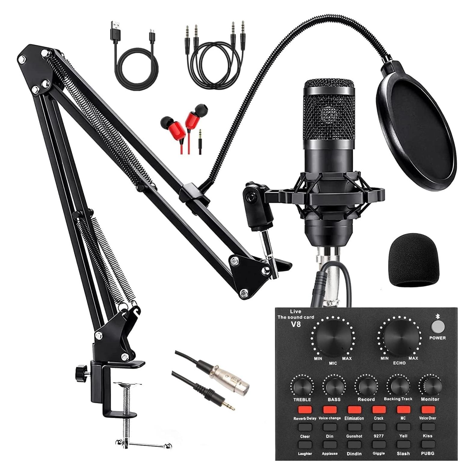 Paquete de Podcast BM800 y Tarjeta de Sonido V8 - Negro