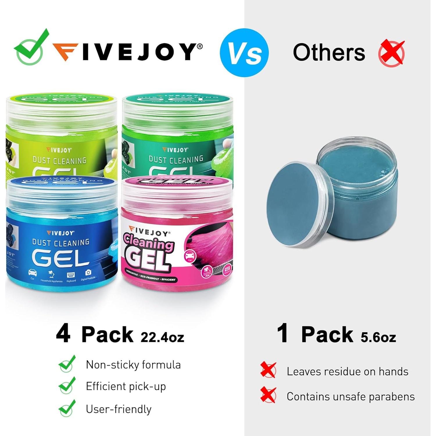 FiveJoy Gel de Limpieza para Autos 4Pack Multi-Color 640g