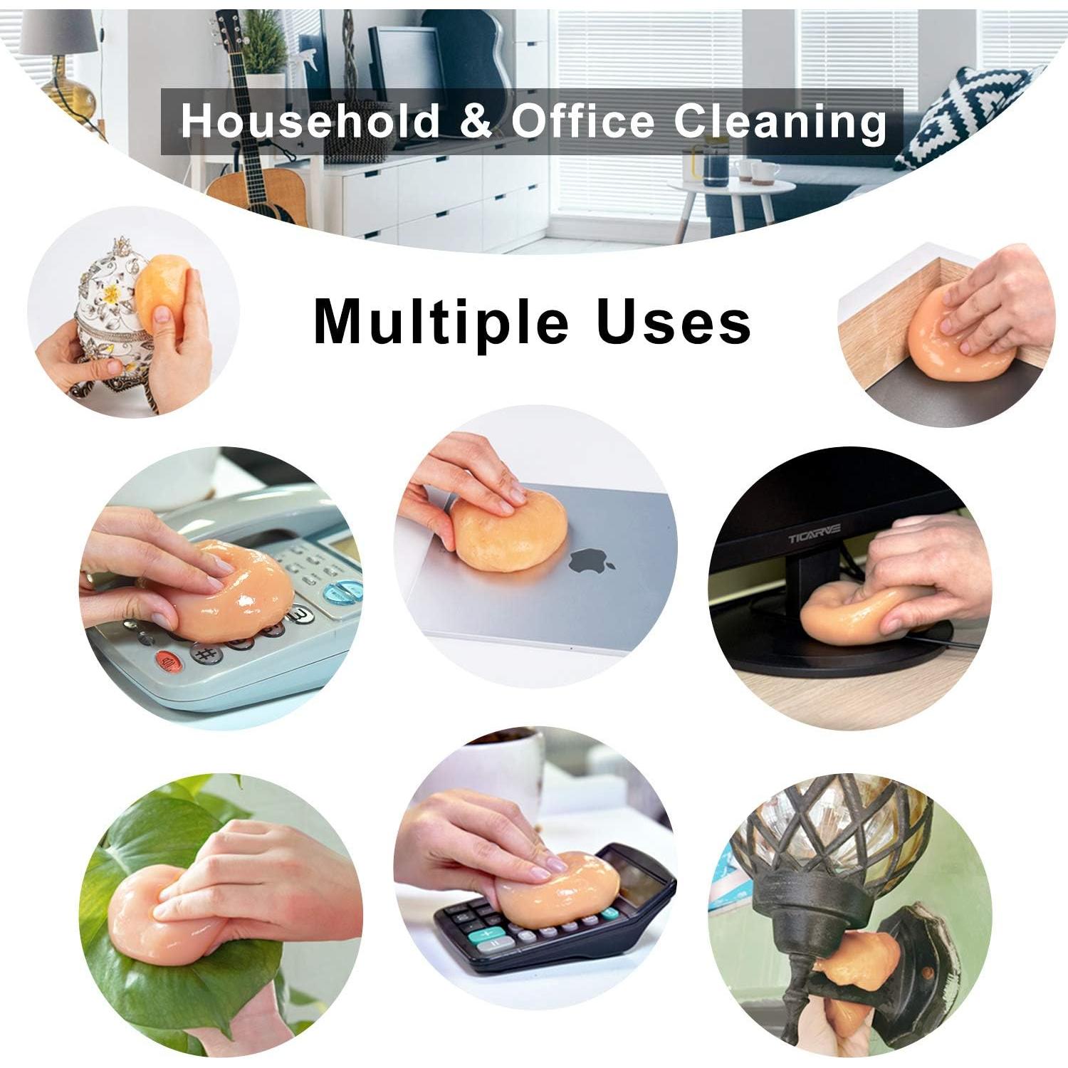 Gel de limpieza TICARVE para coche 190g - Detalle y teclado