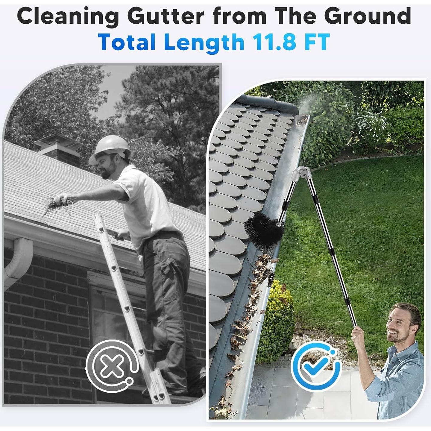 Herramienta de limpieza de canalones Automiim 3.6m con cepillo