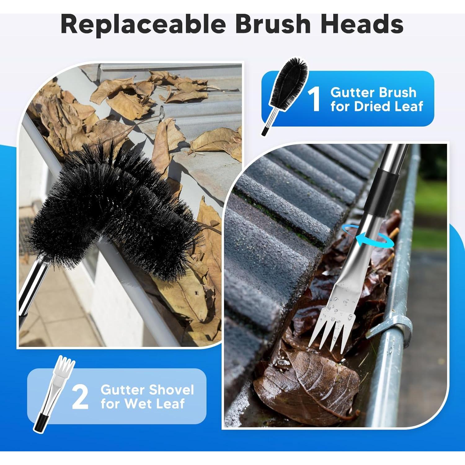 Herramienta de limpieza de canalones Automiim 3.6m con cepillo