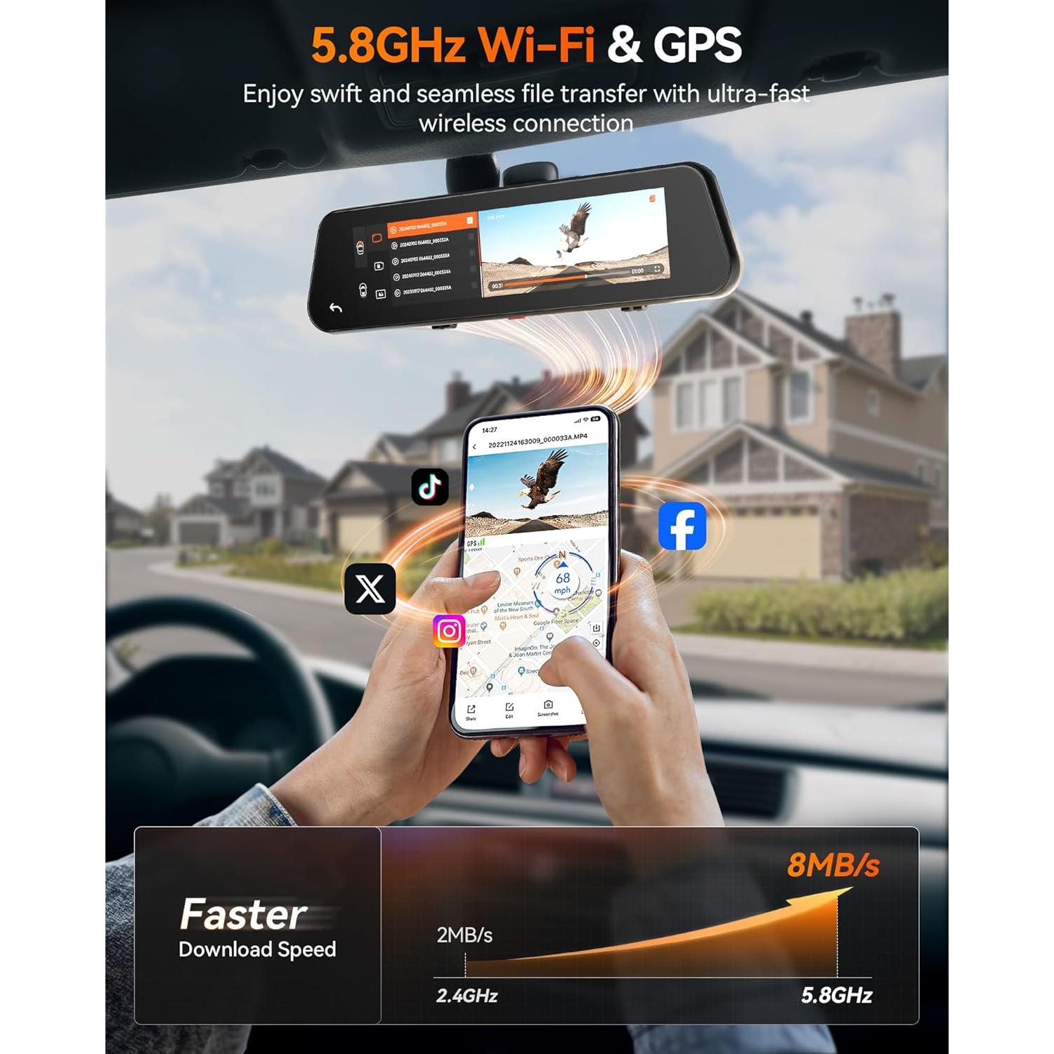 Cámara de Espejo WOLFBOX G900 PRO 4K/2.5K con GPS y WiFi