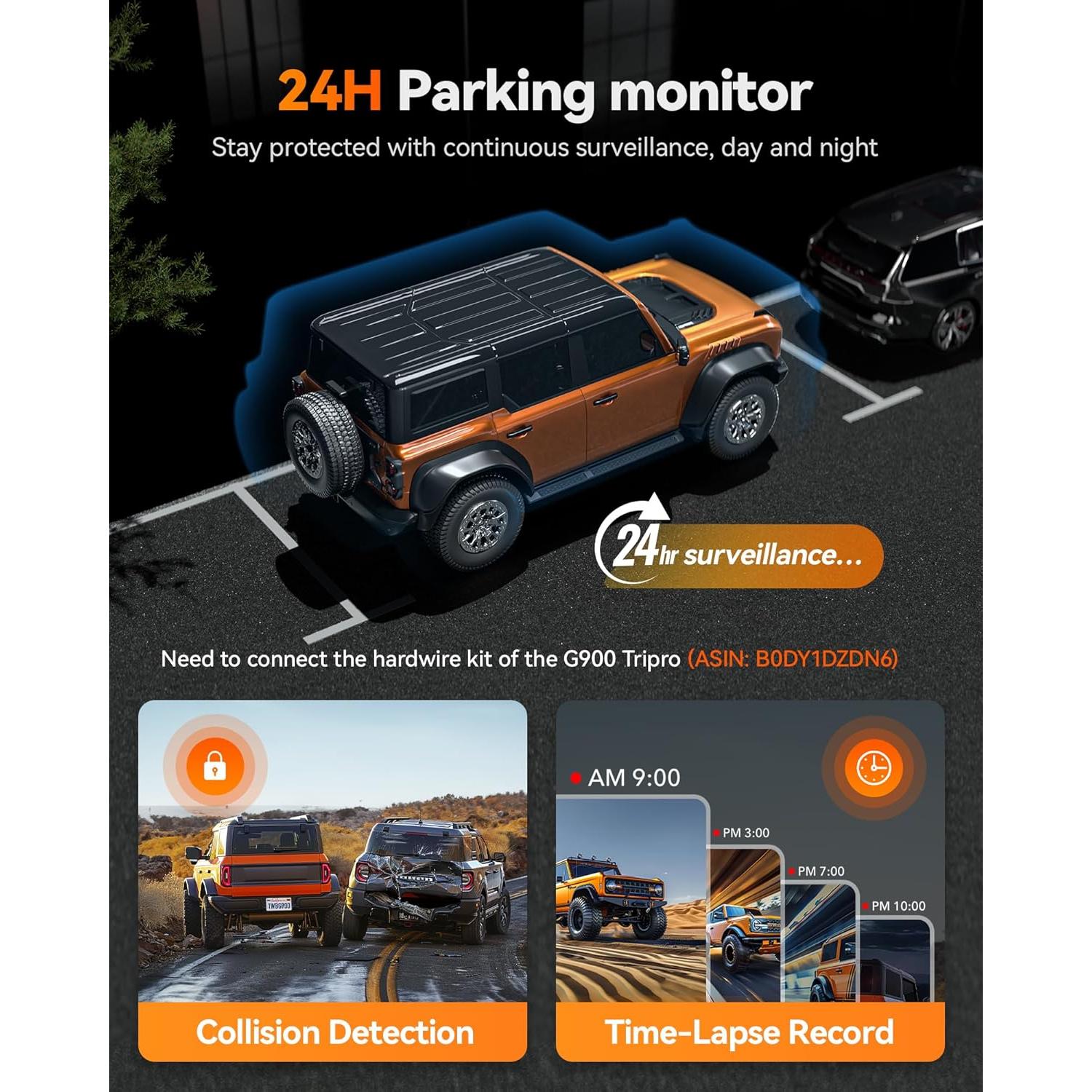 Cámara Espejo Retrovisor WOLFBOX G900 Tripro 4K 3 Canales