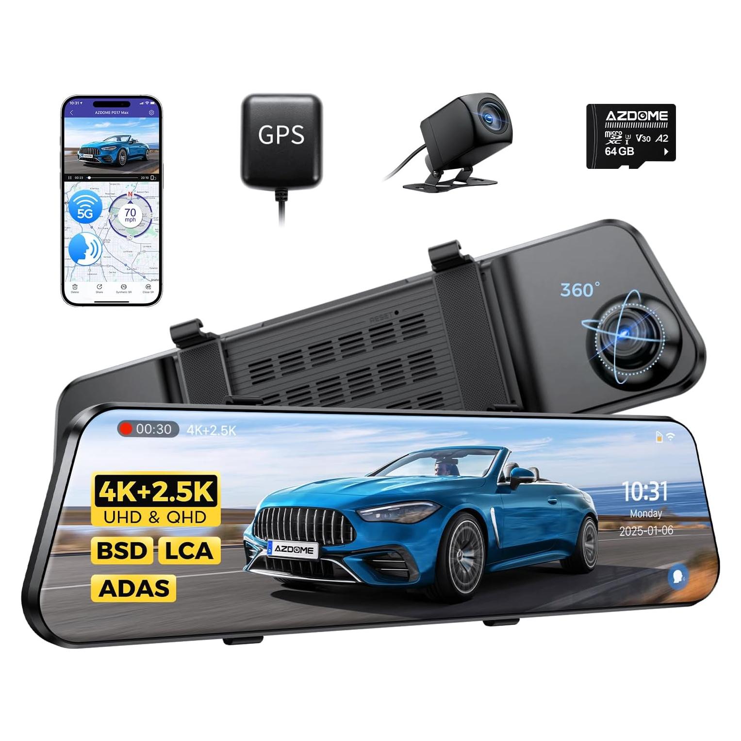 Cámara Espejo Retrovisor AZDOME PG17 Max 4K/2.5K con ADAS