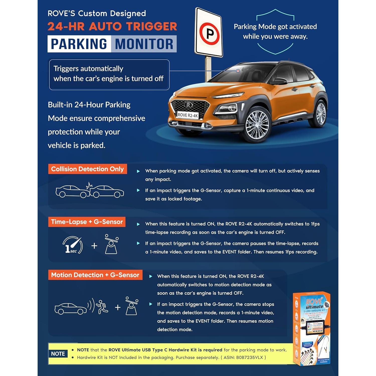 Cámara de Salpicadero ROVE R2-4K con GPS y WiFi 6