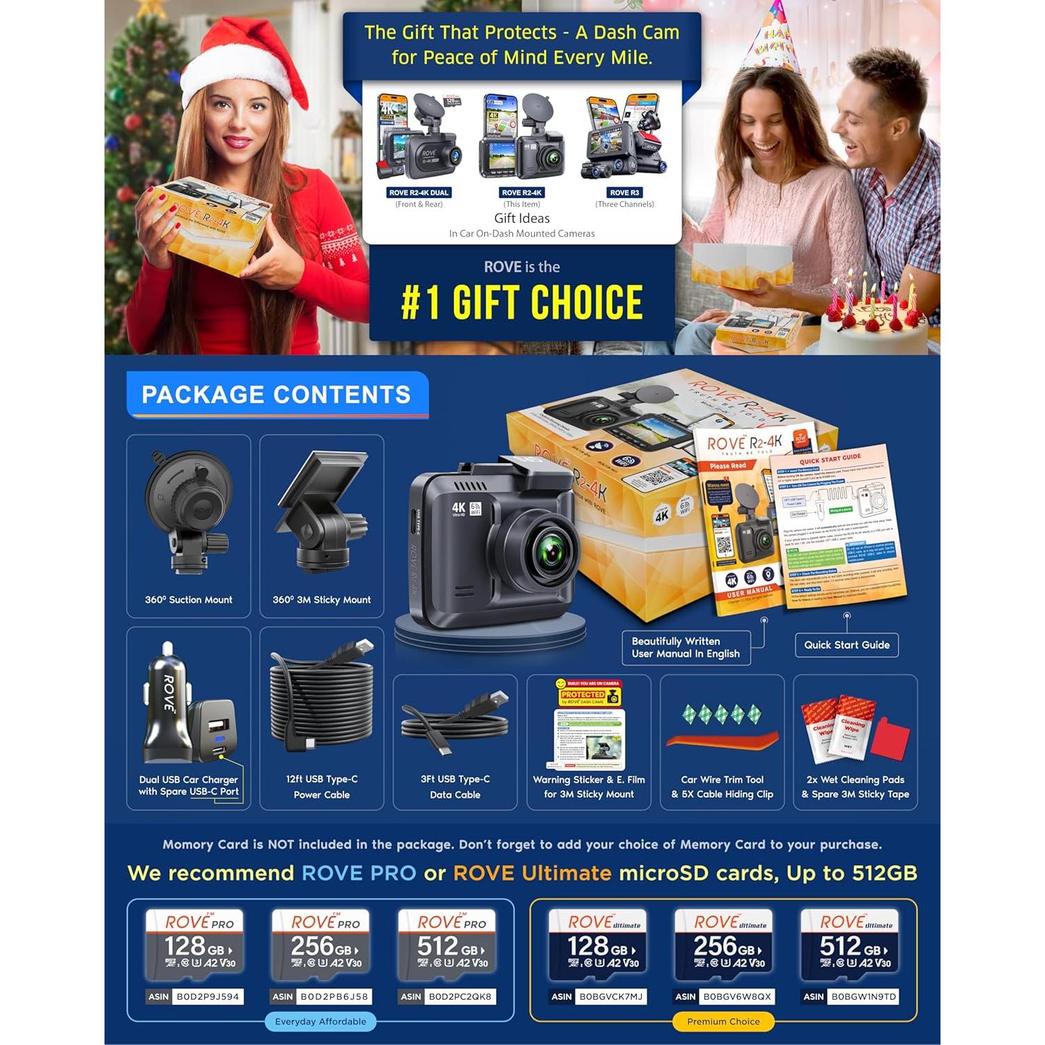 Cámara de Salpicadero ROVE R2-4K con GPS y WiFi 6