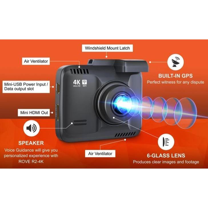 Cámara de Salpicadero ROVE R2-4K con GPS y WiFi 6