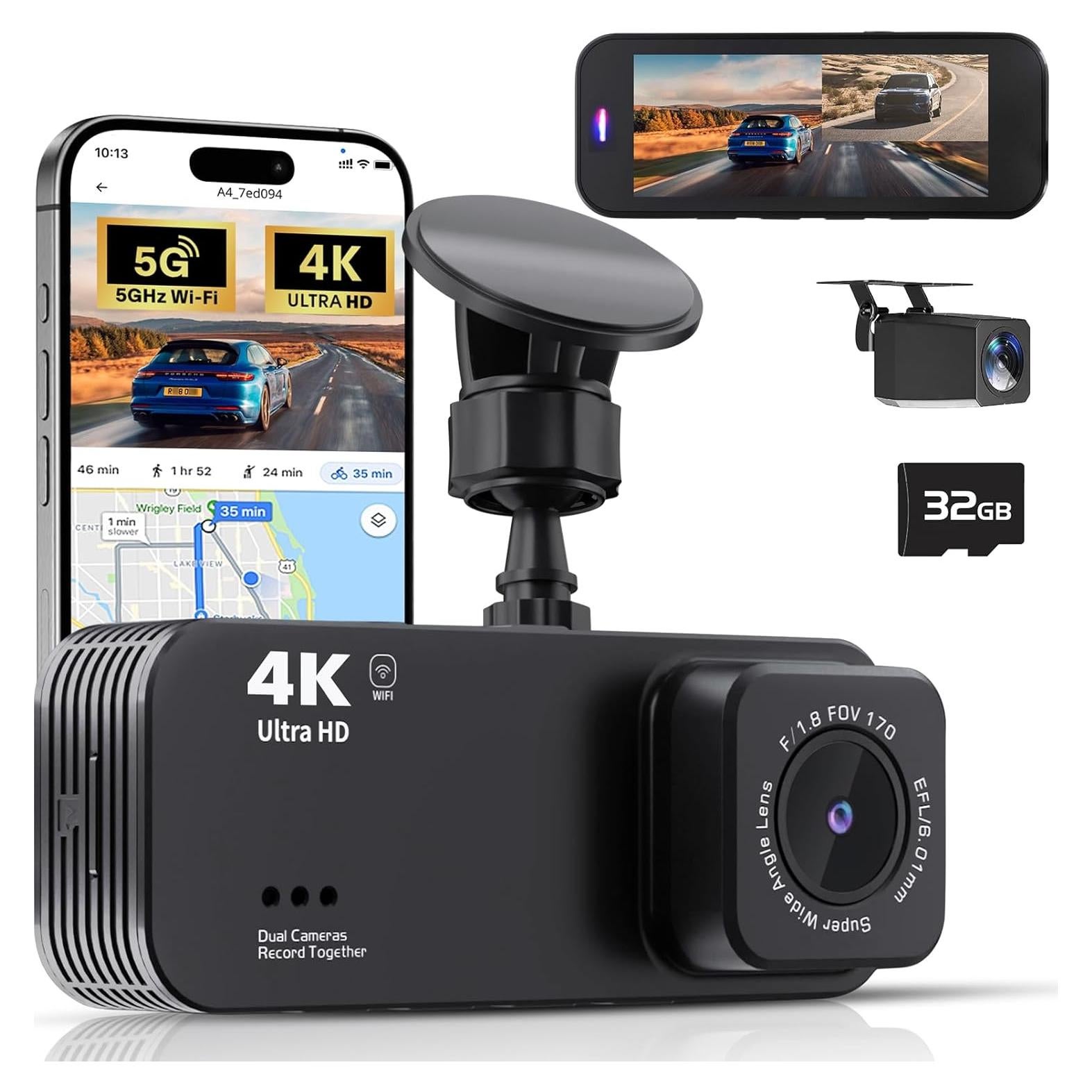 Cámara de tablero dual Lensuge A4 4K + 1080P con WiFi