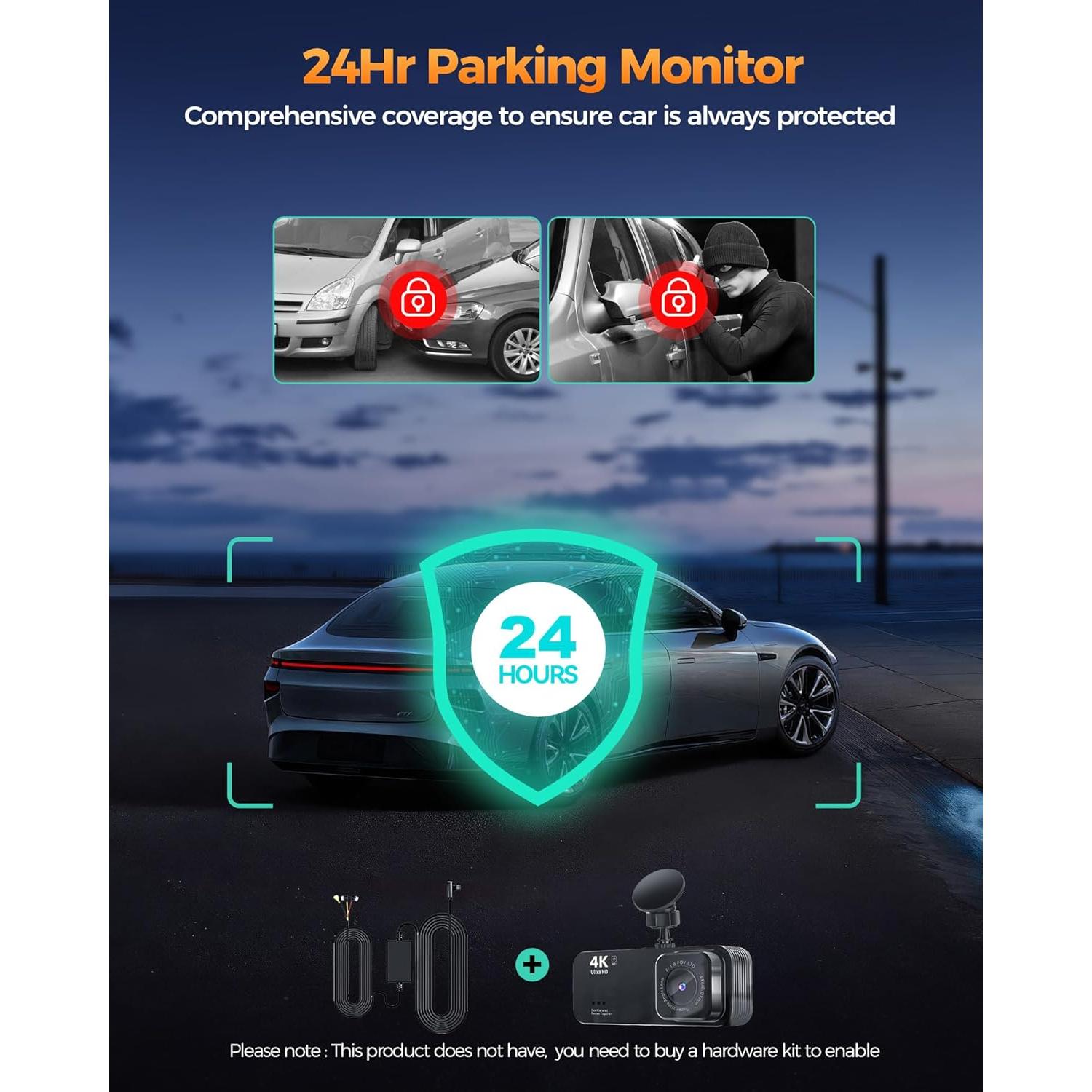 Cámara de tablero dual Lensuge A4 4K + 1080P con WiFi