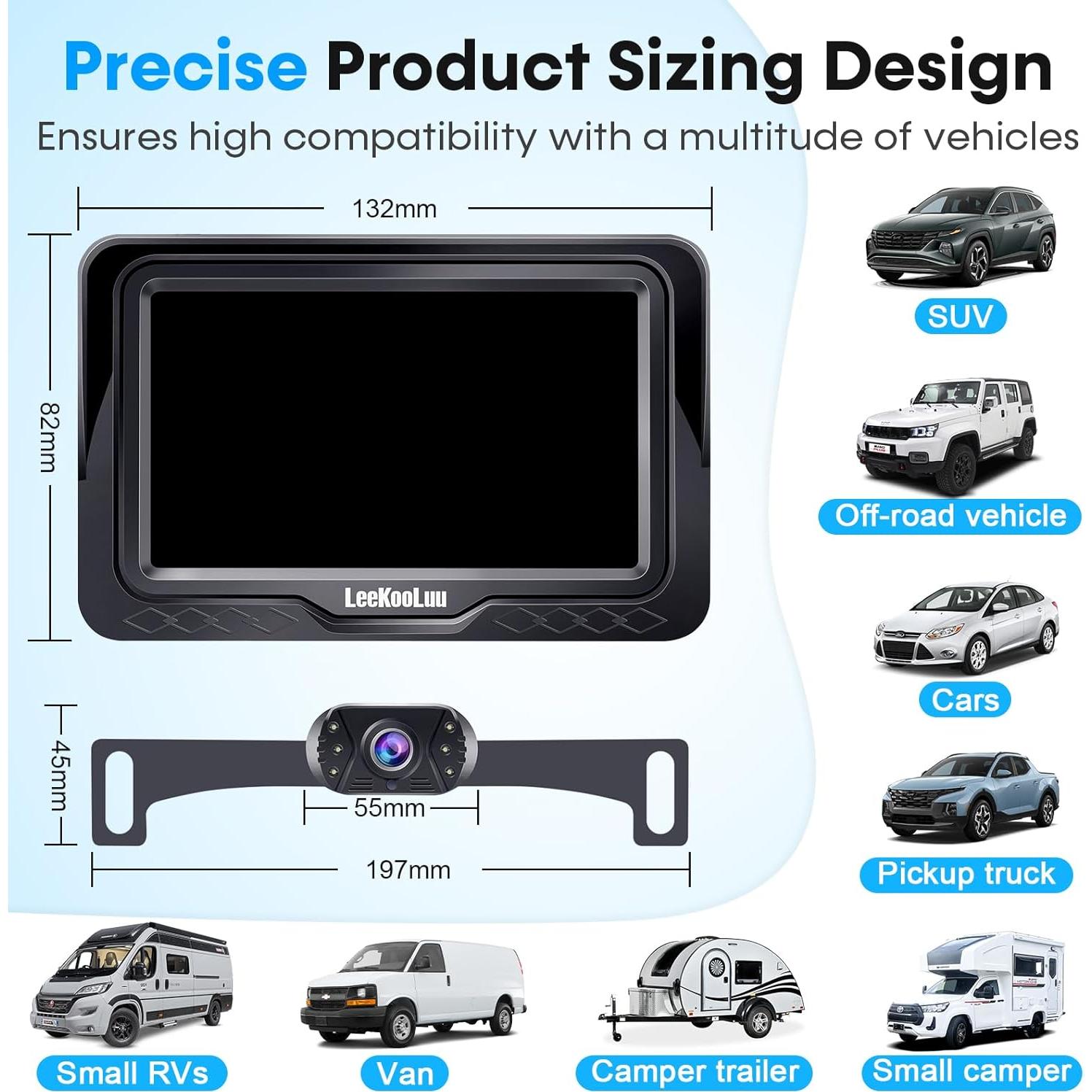 Cámara de Respaldo LeekooLuu LK3 HD 1080P Impermeable