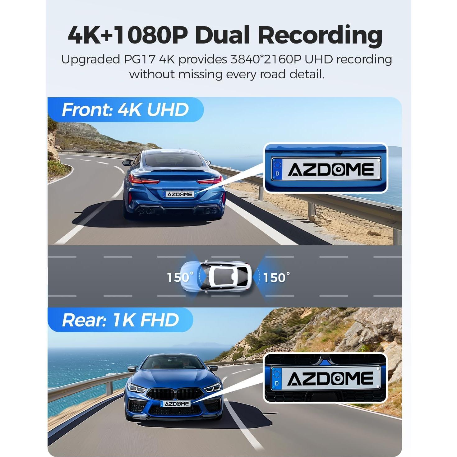 Cámara de Salpicadero Espejo AZDOME PG17 4K con GPS y WiFi