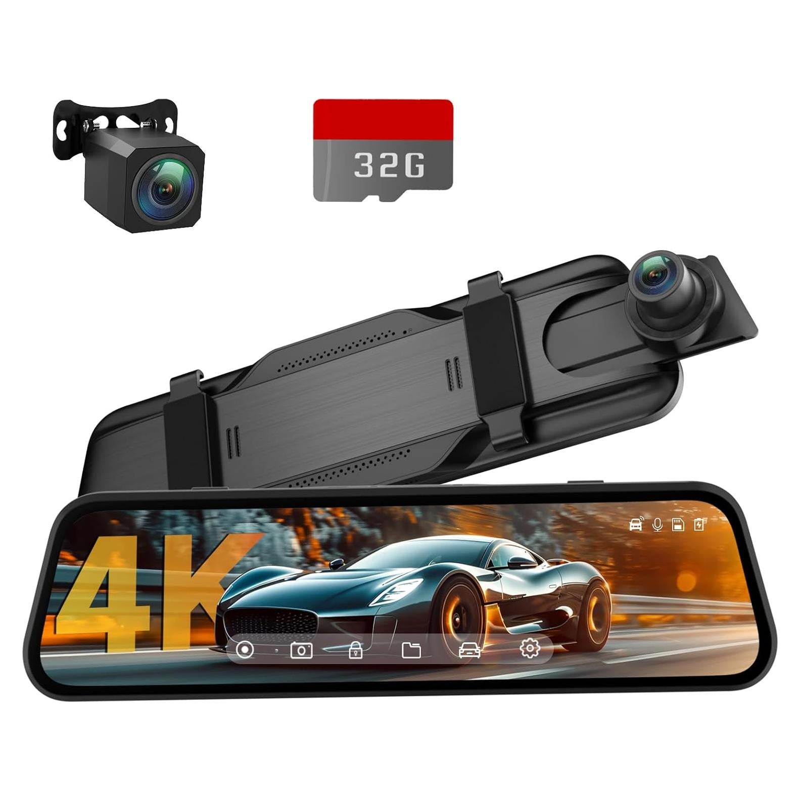 Cámara Dash Veement VT10 4K 10" con Respaldo 1080P y SD 32GB