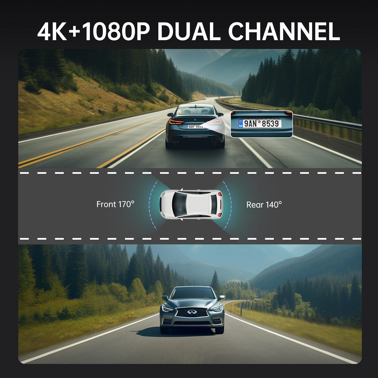 Cámara Dash Veement VT10 4K 10" con Respaldo 1080P y SD 32GB