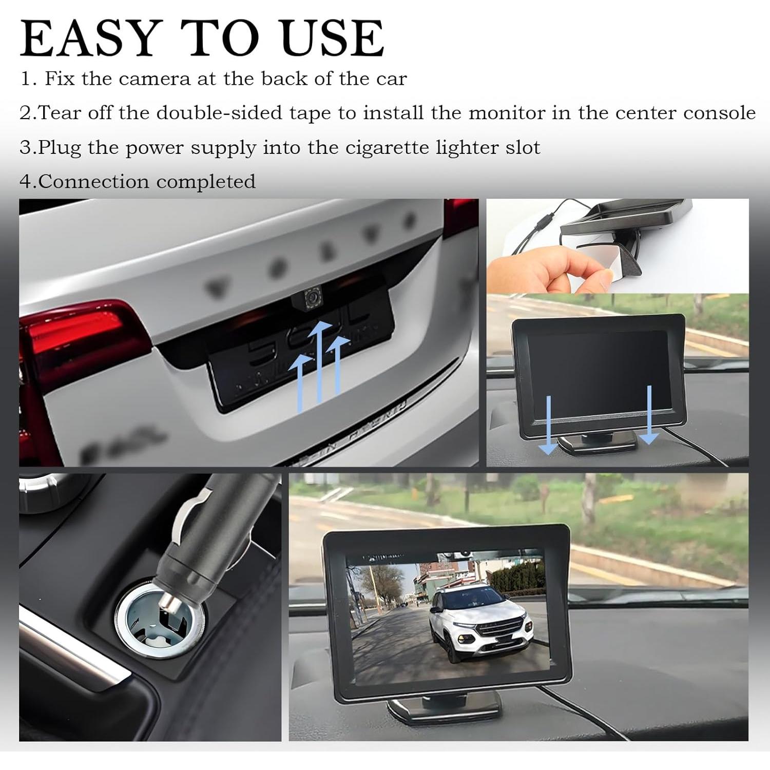 Cámara de Respaldo Carleef HD 12 LED 150° con Monitor 4.6"