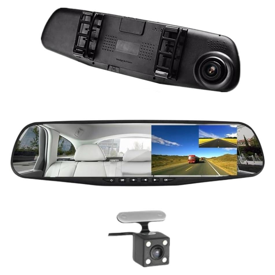 Grabadora de Video para Espejo Retrovisor Jinyue 4.3" HD Doble Lente