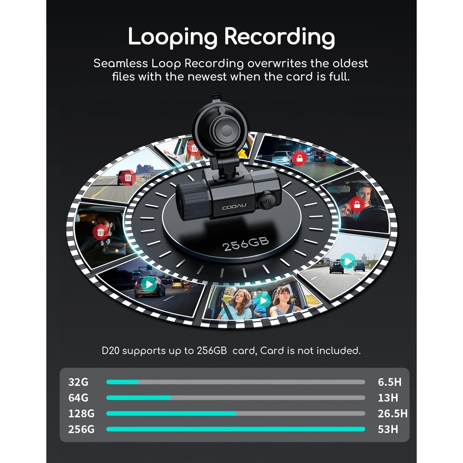 Cámara de Tablero Dual COOAU D20 2.5K+1080P GPS WiFi