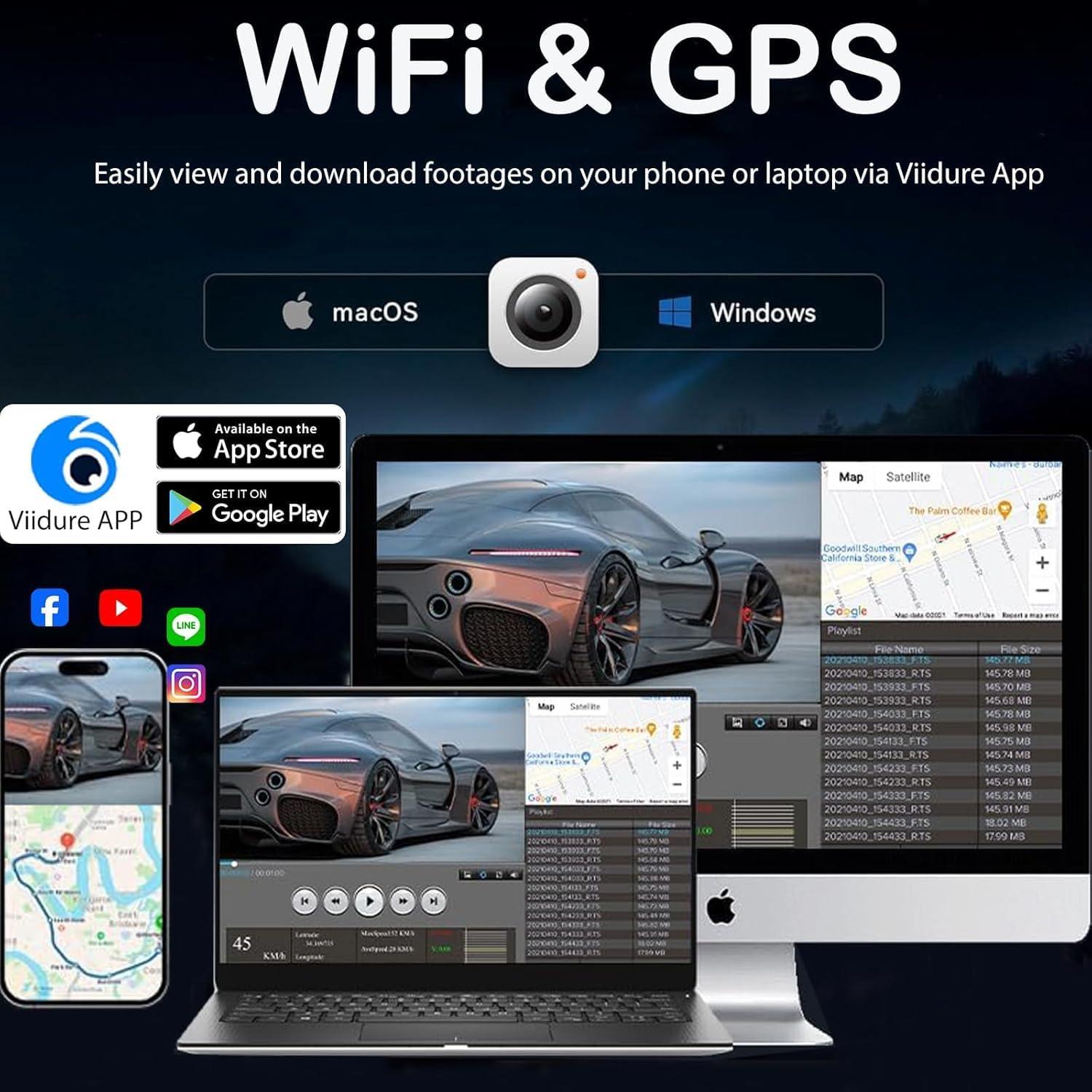 Mirror Dual Dash Camera for Car, Dashcam 4K Front 1080P IMX307 Rear View/ADAS BSD LCA Wi-Fi&APP WDR Night Vision G-Sensor Loop Recording Parking Monitor 64GB Card