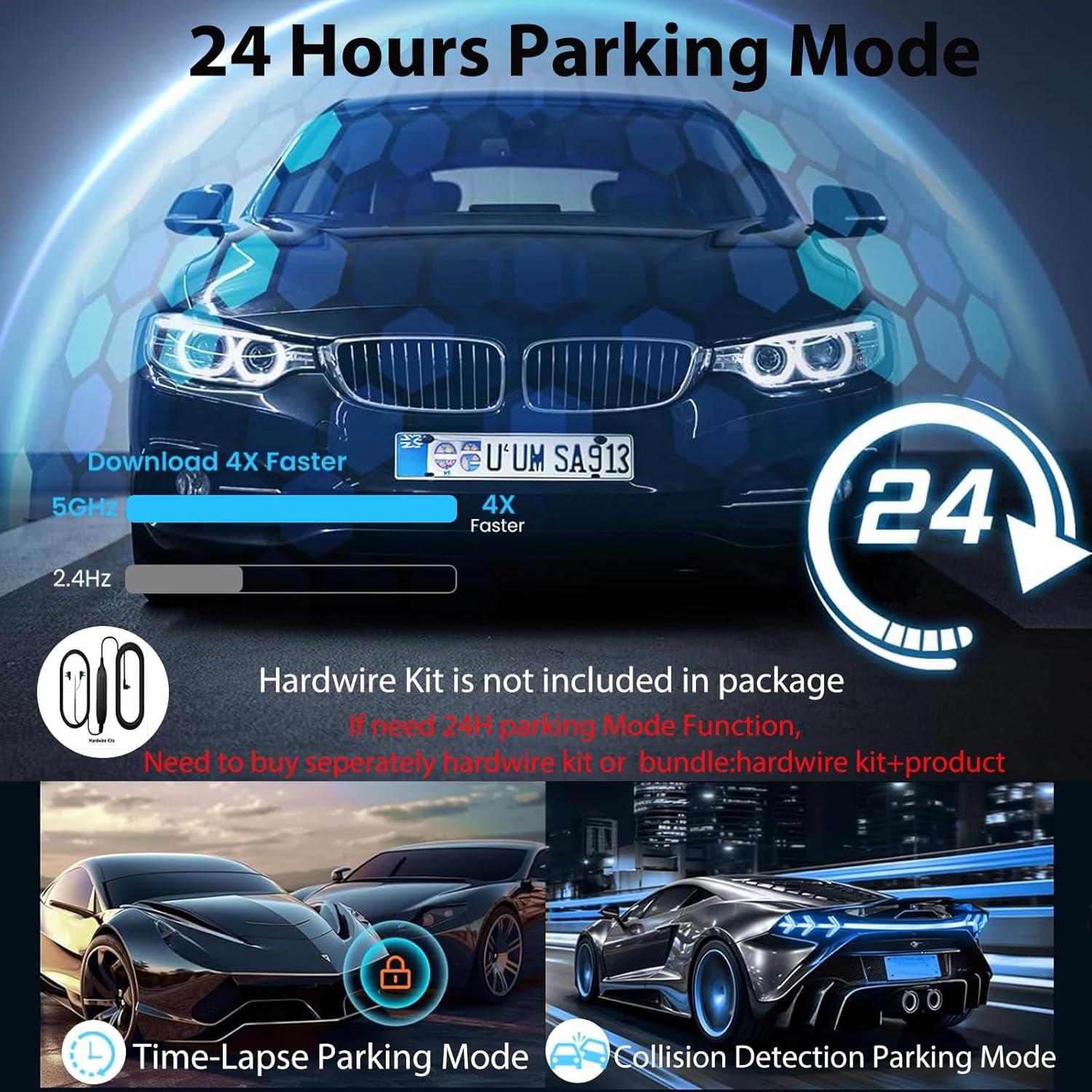 Mirror Dual Dash Camera for Car, Dashcam 4K Front 1080P IMX307 Rear View/ADAS BSD LCA Wi-Fi&APP WDR Night Vision G-Sensor Loop Recording Parking Monitor 64GB Card