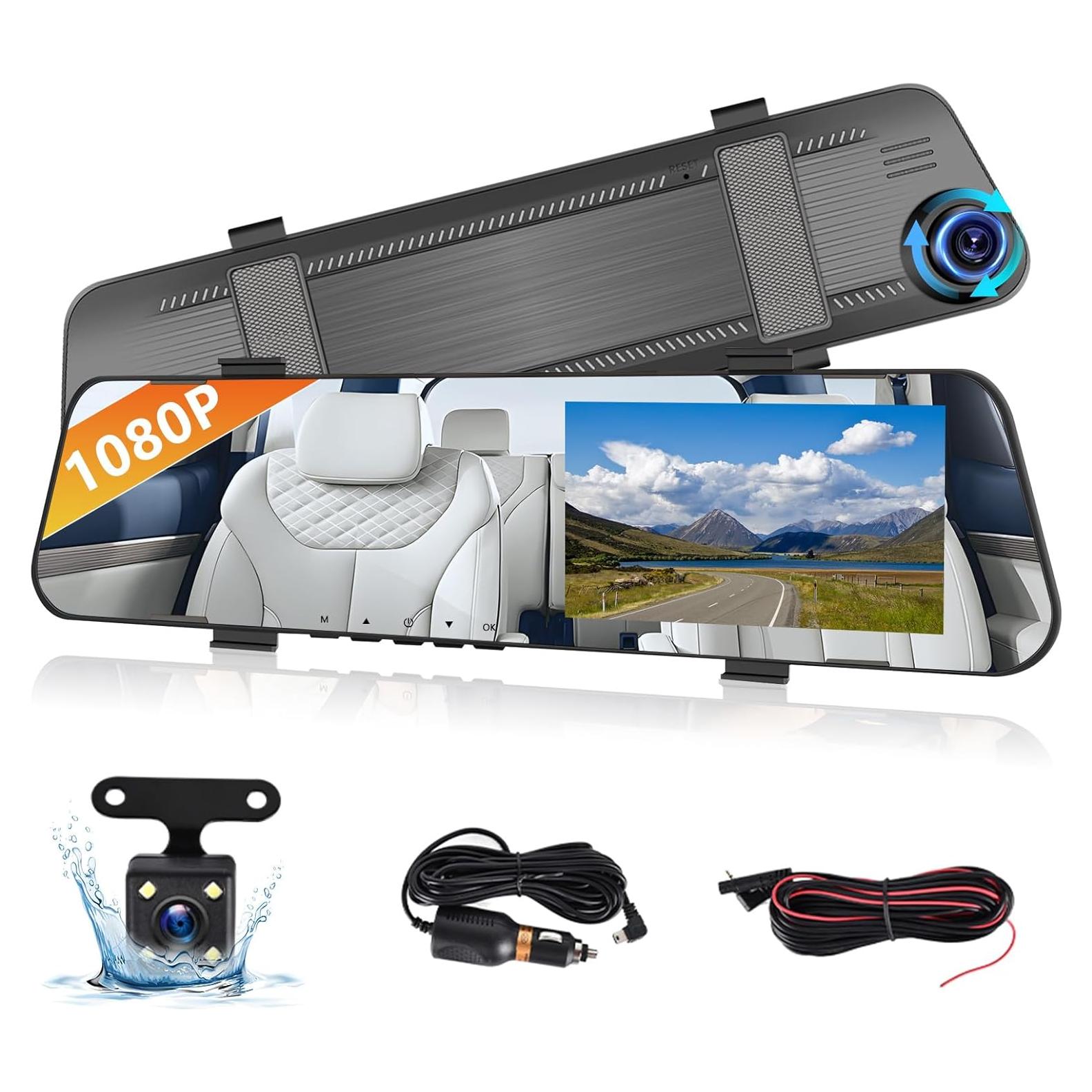 Cámara de Espejo Retrovisor Podofo 4.5" Doble 1080P