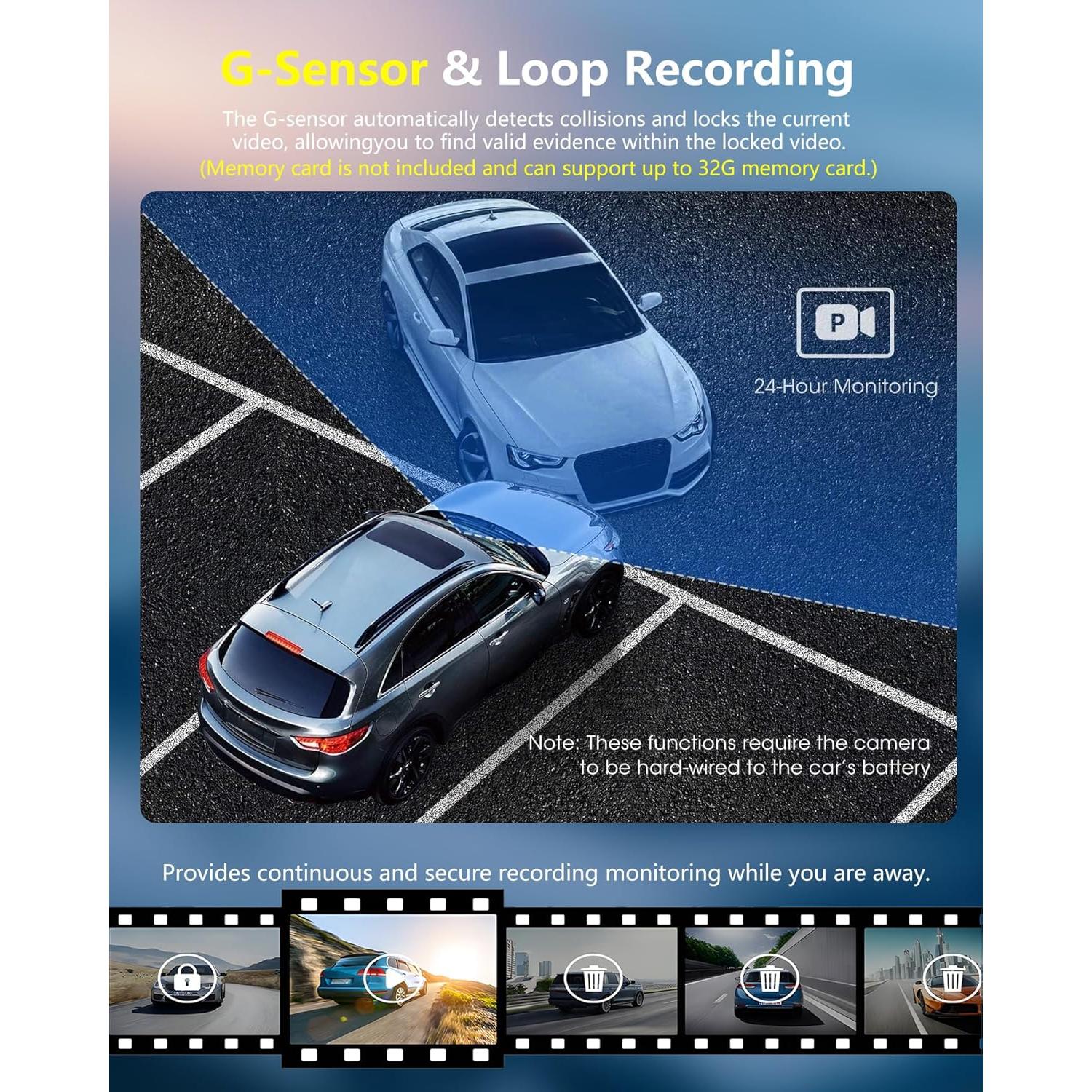 Cámara de Espejo Retrovisor Podofo 4.5" Doble 1080P