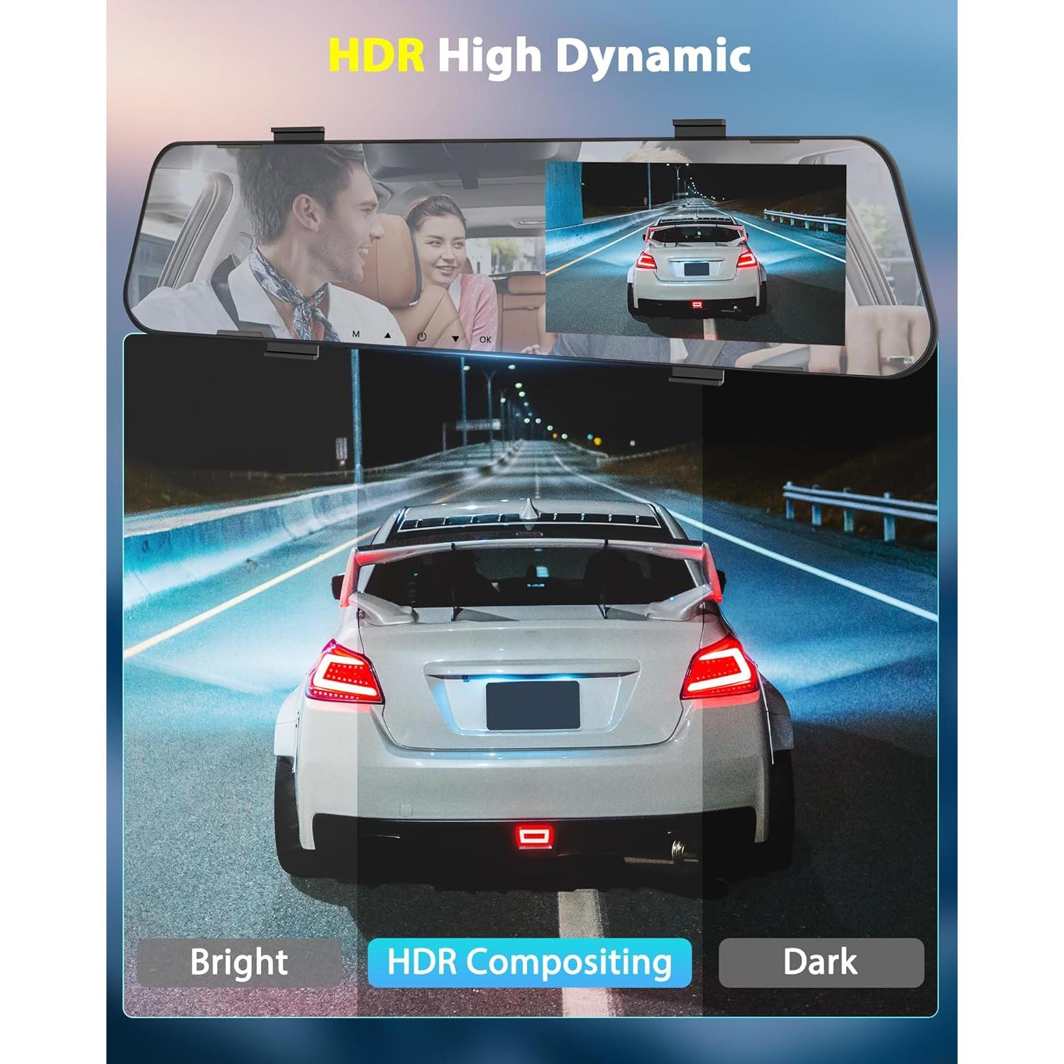 Cámara de Espejo Retrovisor Podofo 4.5" Doble 1080P