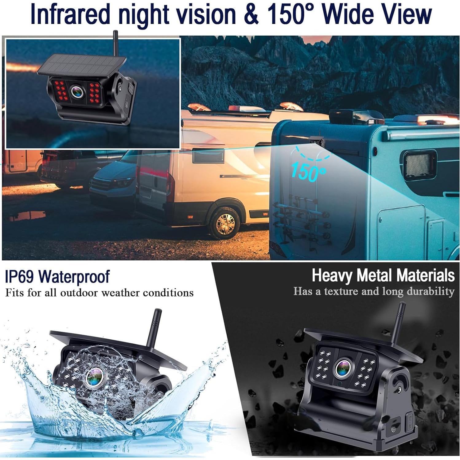 Cámara de Respaldo Inalámbrica Solar DoHonest A6 1080P 5"