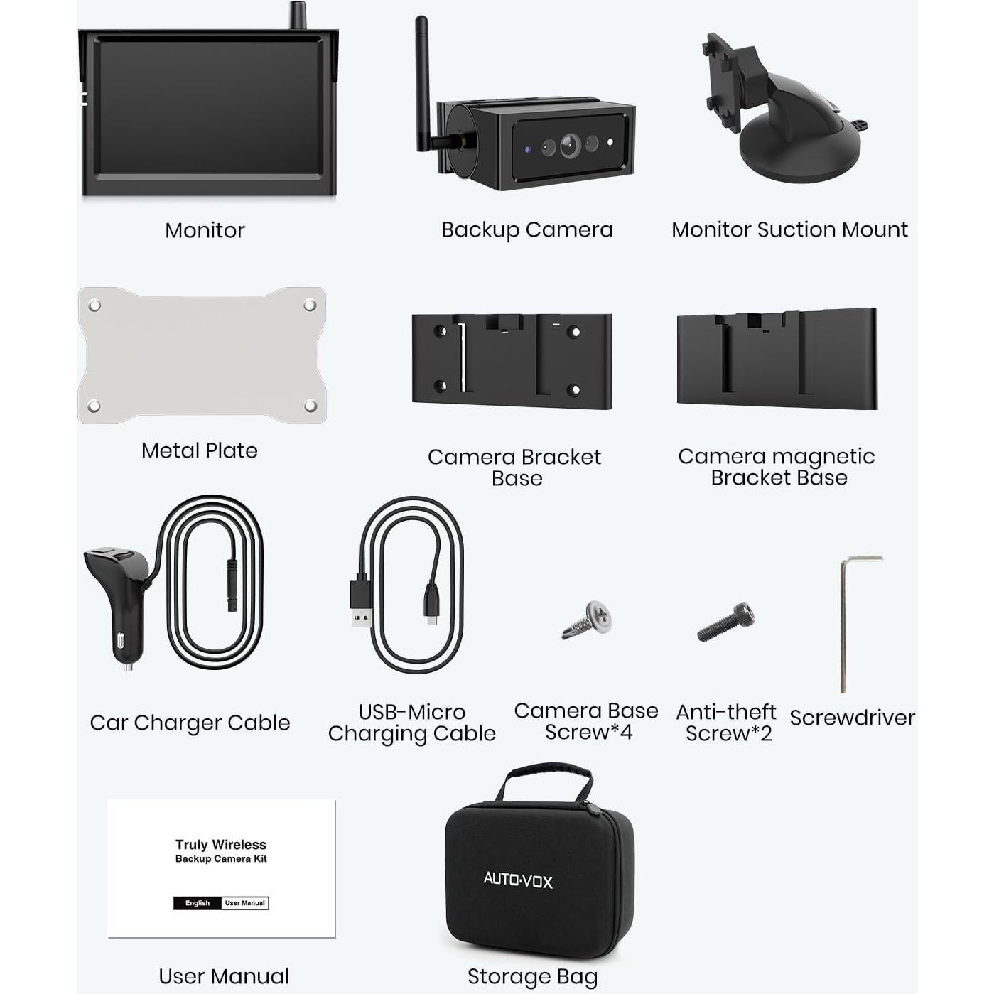 Cámara de Respaldo Inalámbrica AUTO VOX S4B-N 1080P HD